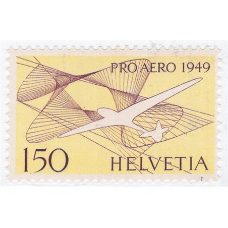 Svizzera 1949 P.A. Aliante 1,50 fr. giallo n° 44 Cat. € 50 (**)