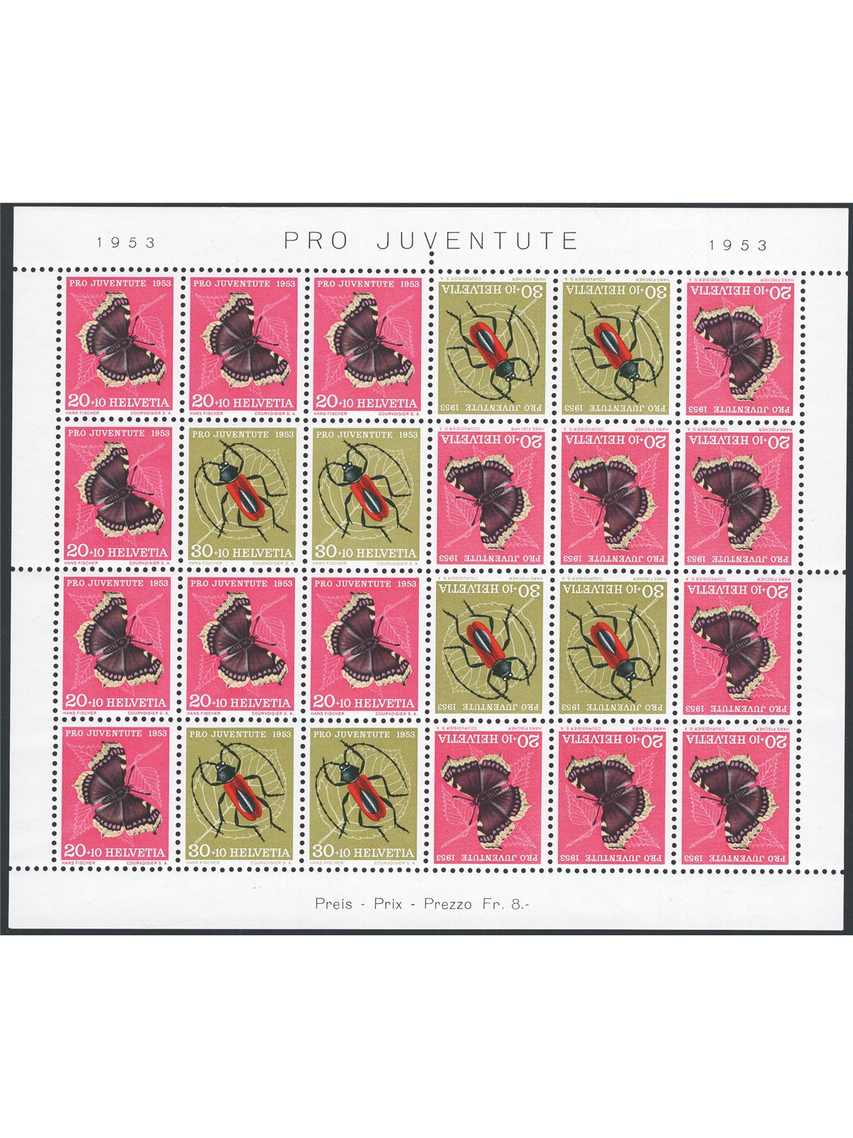 Svizzera 1953 BF Pro Juventute serie n° 14A Cat. € 500 (**)