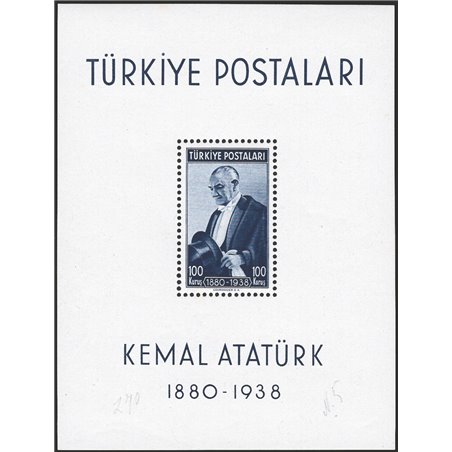 Turchia 1939 BF Anniv. della morte del Presidente Ataturk n° 1 Cat. € 100 (**)
