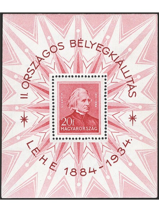 Ungheria 1934 BF Liszt n° 1 Cert. CiBaFil Cat. € 240 (**)