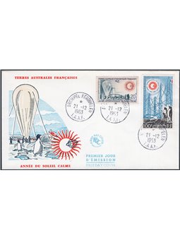 Terre Australi Antartico Francese 1963 Anno Internazionale del Sole Calmo n° 21 + P.A. 7 su FDC