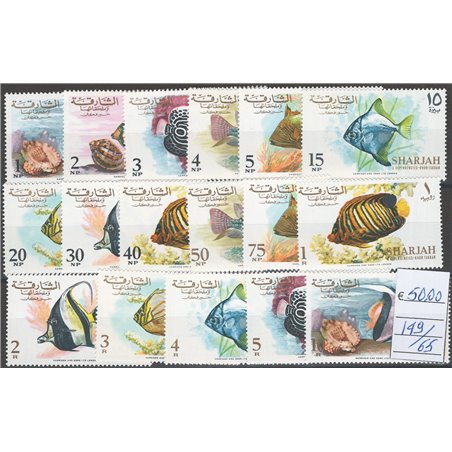 Arabia del Sud Est Sharjah 1966 Definitiva Pesci n° 149/65 Cat. € 50 (**) 