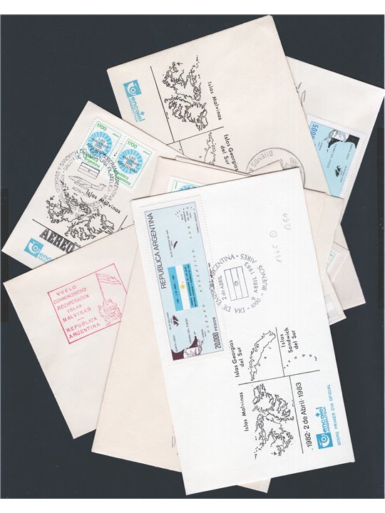 Argentina Anglo-Argentine War Falkland Islands (Malvinas) 2 April 1982 / 12 June 1982 A collection of 7 first-day covers commemo