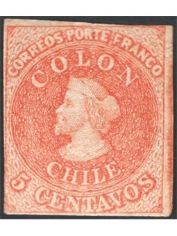 Chile 1861 Christopher Columbus 5 c. orange no. 5b. CiBaFil cert Cat. €275 (*)