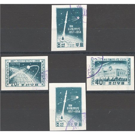 North Korea 1958 Geophysical Year imperforated series no. 134a/37a Cat. €75 (U)