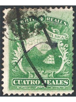 Costa Rica 1862 Coat of arms 4 green rounds No. 3 Cat. €100 (U)