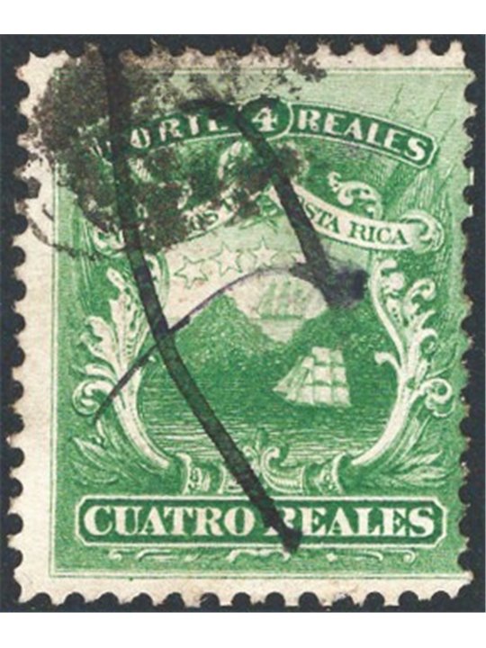 Costa Rica 1862 Stemma 4 r. verde n° 3 Cat. € 100 (U)