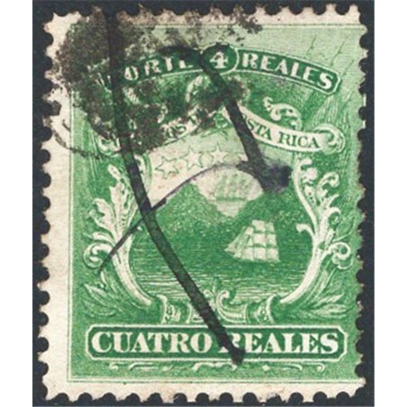 Costa Rica 1862 Coat of arms 4 green rounds No. 3 Cat. €100 (U)