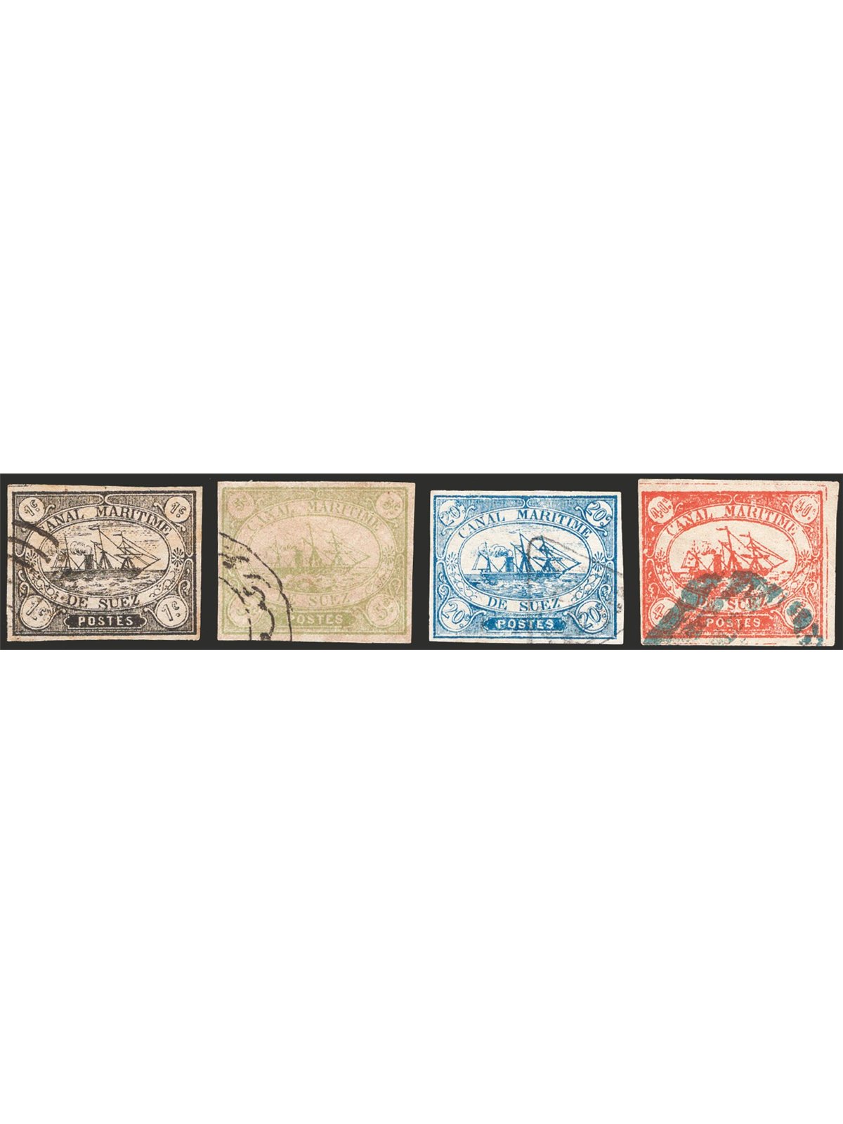 Egitto Canale di Suez 1868 Vascello serie n° 1/4 Cert. Apicella Cat. € 3.750 (U)
