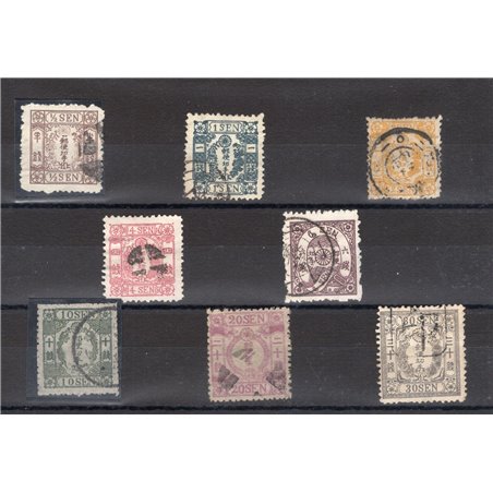 Giappone 1874 Fior di ciliegio su carta spessa liscia serie n° 24/31 Cert. CiBaFil Cat. € 1.320 (U)