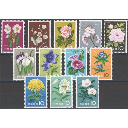 Japan 1961 Flowers series No. 664/75 Cat. €40 (**)