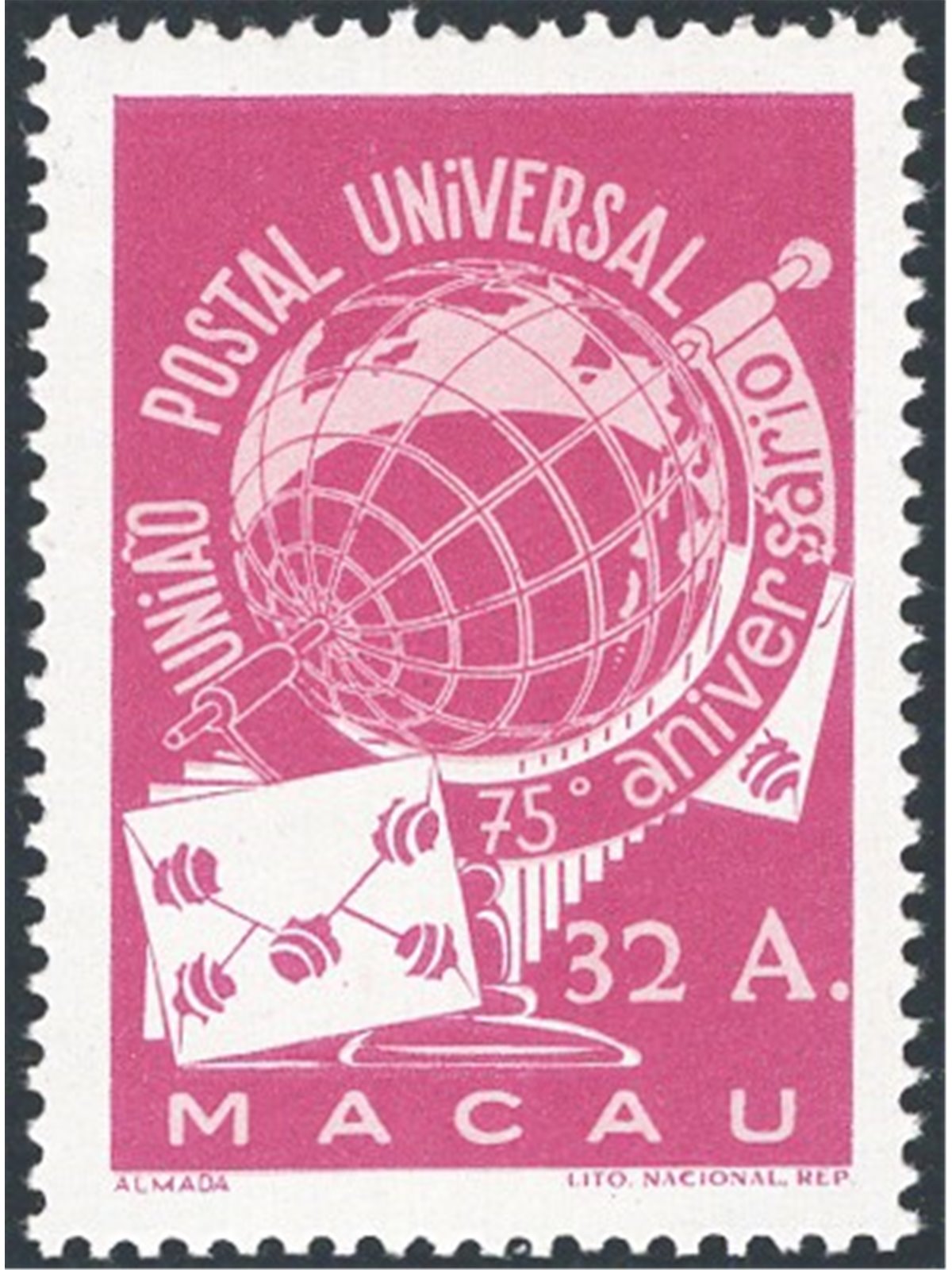 Macao 1949 75th Anniversary of the UPU no. 337 Cat. €120 (**)