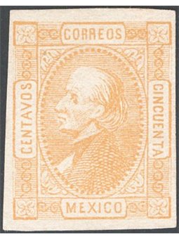 Messico 1872 Hidalgo 50 c. giallo n° 52 Cat. € 150 (*)