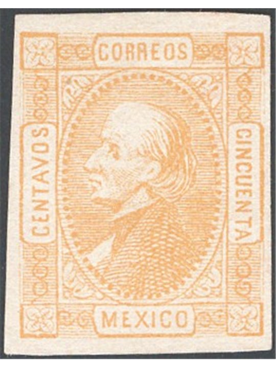 Messico 1872 Hidalgo 50 c. giallo n° 52 Cat. € 150 (*)