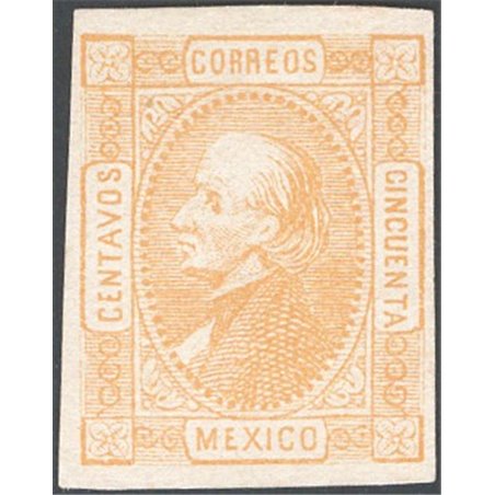 Mexico 1872 Hidalgo 50 c. yellow no. 52 Cat. €150 (*)