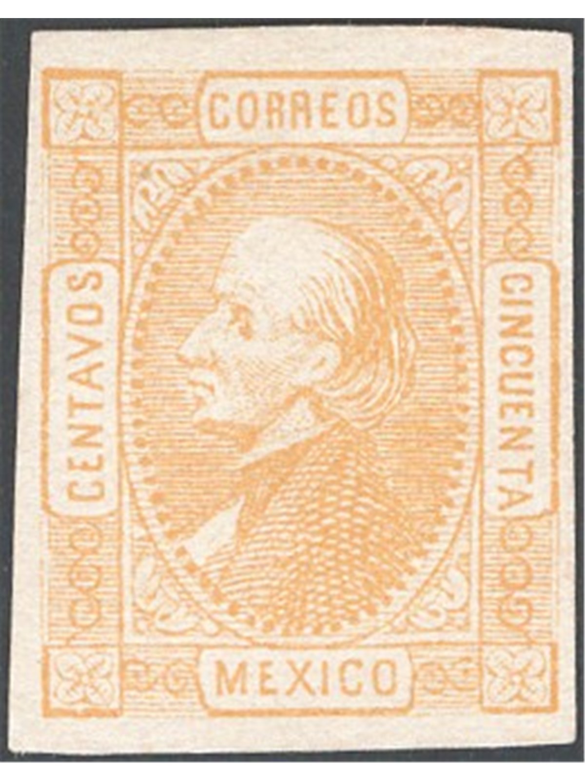 Mexico 1872 Hidalgo 50 c. yellow no. 52 Cat. €150 (*)