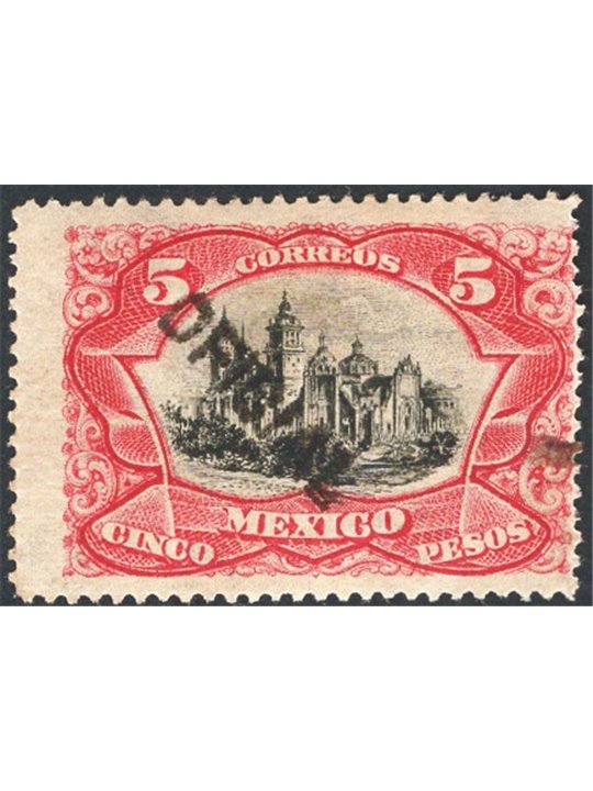 Mexico 1900 5 p. carmine red and black service with ‘OFICIAL’ overprint  no. 29. CiBaFil cert Cat. €450 (*)