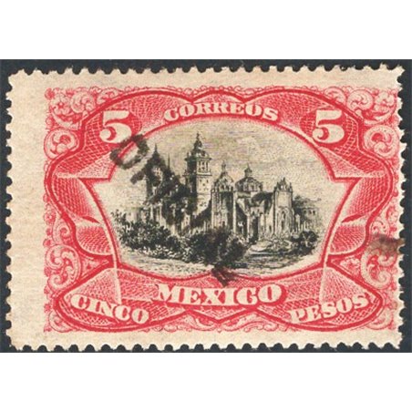 Messico 1900 Servizio 5 p. rosso carminio e nero soprast. “OFICIAL” n° 29 Cert. CiBaFil Cat. € 450 (*)