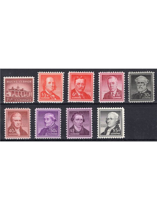 USA 1955/56 Ordinaria serie n° 598/606 Cat. € 140 (**)