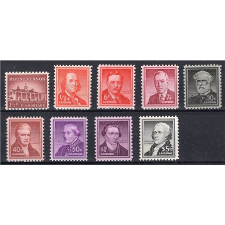 USA 1955/56 Ordinary issue series no. 598/606 Catalogue price €140 (**)