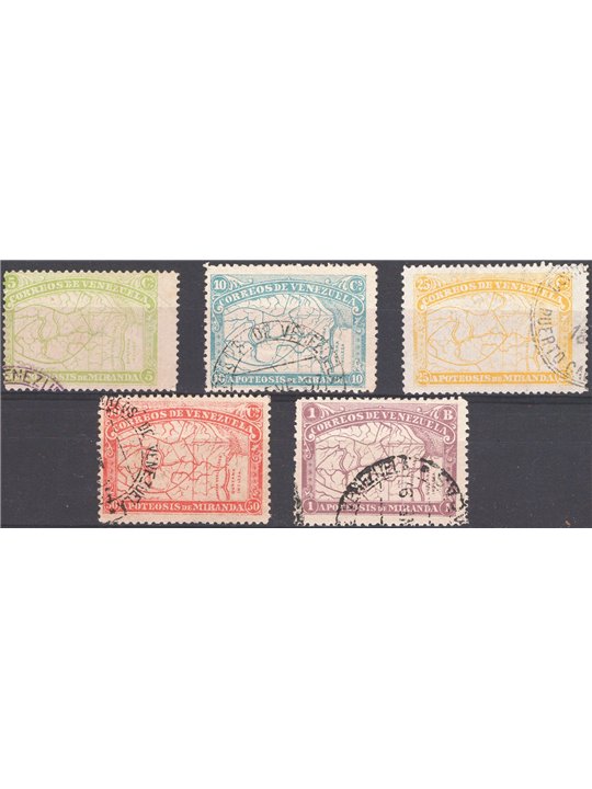 Venezuela 1896 80° Anniv. della morte del generale De Miranda n° 54/58 Cat. € 95 (U)