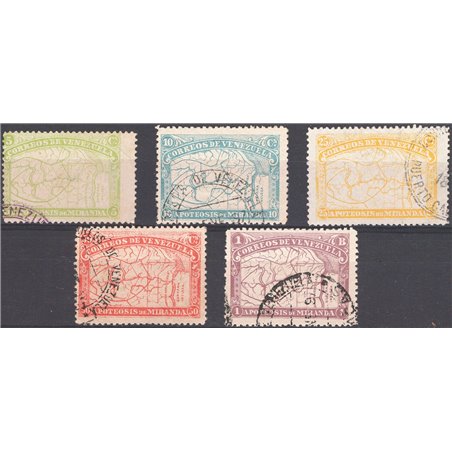 Venezuela 1896 80° Anniv. della morte del generale De Miranda n° 54/58 Cat. € 95 (U)