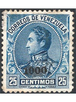 Venezuela 1900 Simón Bolívar 25 c. blue with black overprint “1900” no. 74 Cat. € 600 (*)
