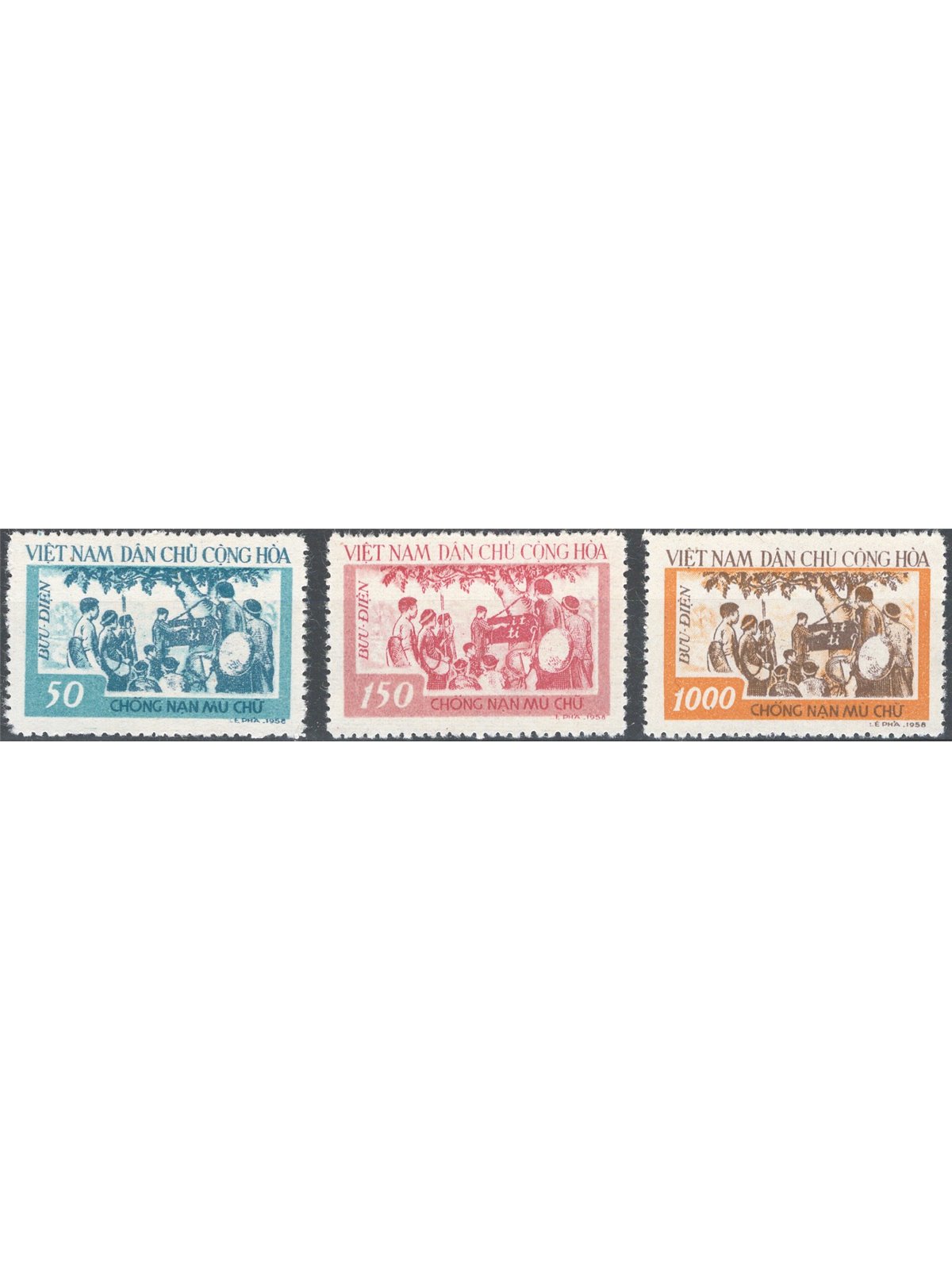 North Vietnam 1858 Illiteracy series no. 132/34 Cat. €45 (**)