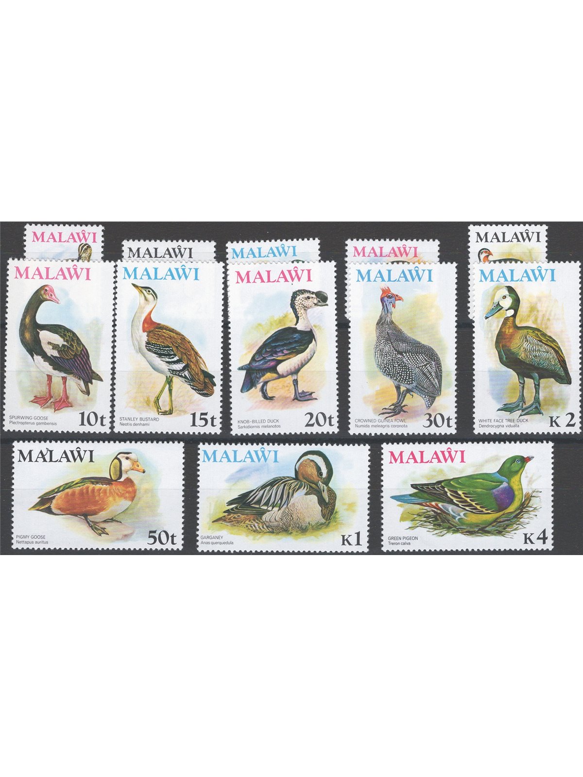 Malawi 1975 Definitiva uccelli serie n° 229/41 Cat. € 120 (**)
