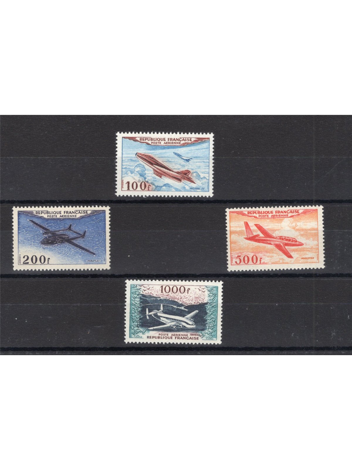 Francia 1954 P.A. Prototipi di aerei serie n° 30/33 Cert. Biondi Cat. € 400 (**)