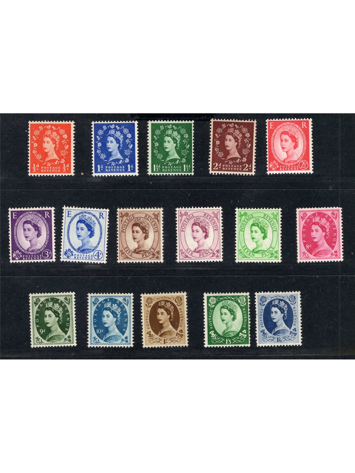 Great Britain 1952/54 Elizabeth series no. 262/78 Cat. €145 (**)