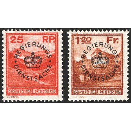 Liechtenstein 1933 Scenes with service overprint series no. 9/10 CiBaFil certificate Cat. €400 (**)