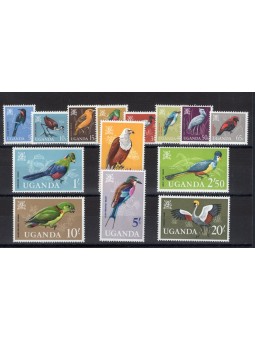 Uganda 1965 Definitiva uccelli serie n° 64/77 Cat. € 95 (**)