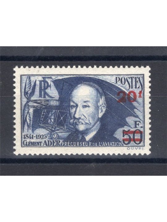 Francia 1940 Ader soprast. 20 f. su 50 f. n° 493 Cat. € 90 (**)