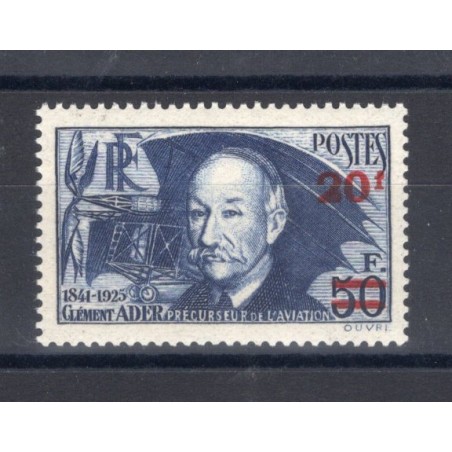 Francia 1940 Ader soprast. 20 f. su 50 f. n° 493 Cat. € 90 (**)