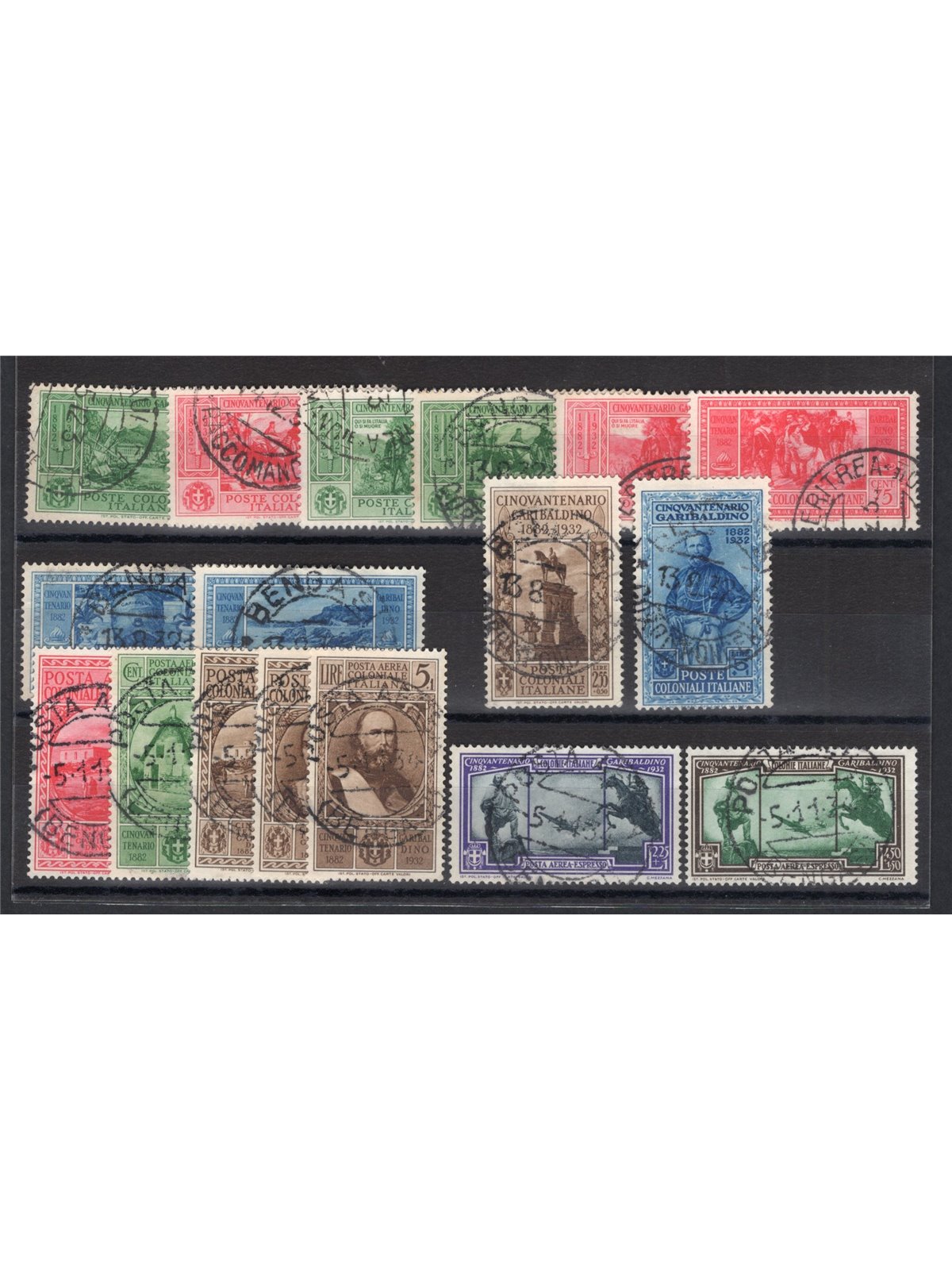 Colonie Italiane 1932 Garibaldi serie n° 1/10 + P.A. 1/7 Cert. CiBaFil Cat € 650 (U)