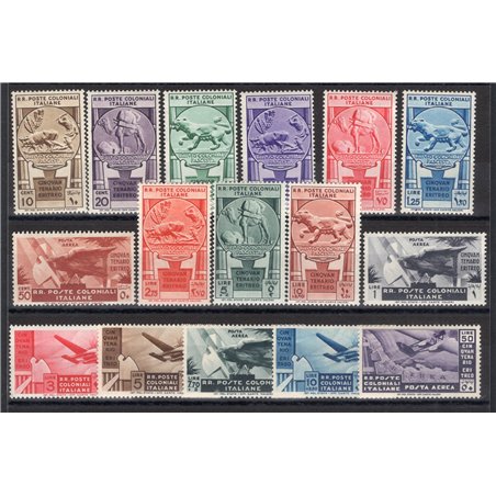 Italian Colonies 1933 Eritrean Fiftieth Anniversary series no. 23/31 + P.A. 15/21 Cat. €1,120 (*)