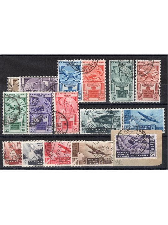 Colonie Italiane 1933 Cinquantenario Eritreo serie n° 23/31 con annulli originali in data Cert. CiBaFil Cat € 1.700 (U)