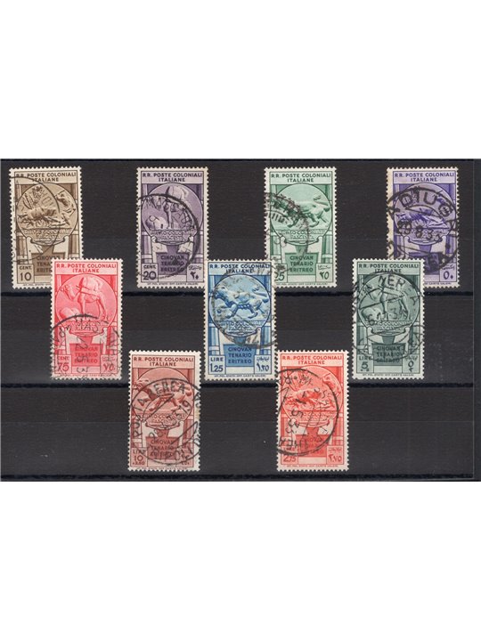 Colonie Italiane 1933 Cinquantenario Eritreo serie n° 23/31 Cert. CiBaFil Cat € 850 (U)