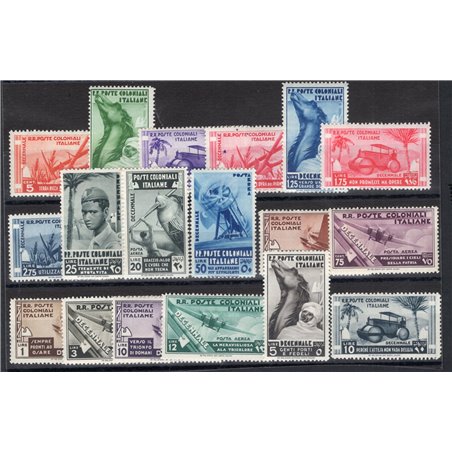 Colonie Italiane 1933 Decennale Marcia su Roma serie n° 32/41 + P.A. 22/29 Cert. CiBaFil Cat € 1.200 (**)