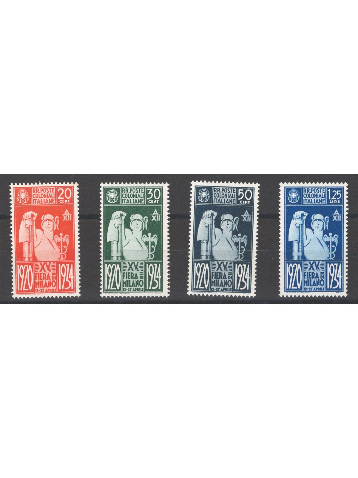 Colonie Italiane 1934 Fiera di Milano serie n° 42/45 Cat € 40 (**)