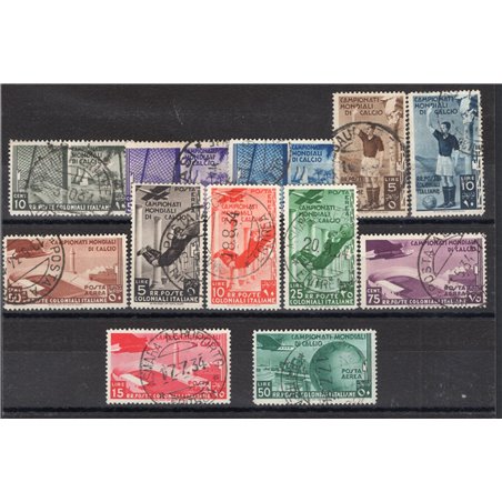 Italian Colonies 1934 Football series no. 46/50 + P.A. 31/37 Cert. Biondi Cat. €3,000 (U)