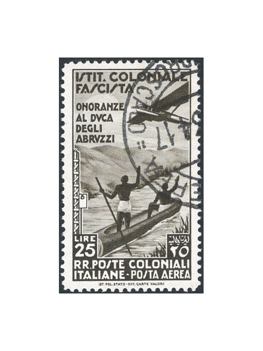Italian Colonies 1934 P.A. Honours for the Duke of Abruzzi 25 £ black-brown No. 30 CiBaFil Cert. Cat. € 325 (U)