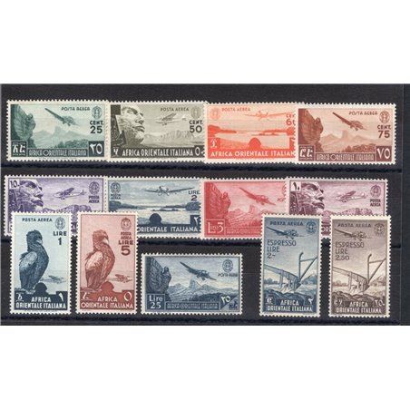 A.O.I. 1938 P.A. Soggetti vari serie n° 1/13 Cert. CiBaFil Cat. € 1.250 (**)