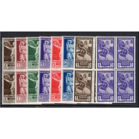 A.O.I. 1938 Bimillenario Augusteo serie n° 21/26 + P.A. 14/15 in quartina Cat. € 180++ (**)