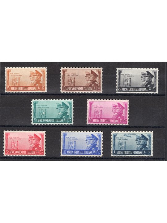 A.O.I. 1941 Italian-German Brotherhood series no. 34/40 + P.A. 21 Cat. €180 (**) (f)