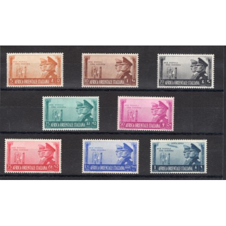 A.O.I. 1941 Fratellanza italo tedesca serie n° 34/40 + P.A. 21 Cat. € 180 (**) (f)