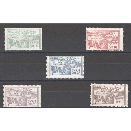 Castelrosso 1923 Occupazione italiana dell'isola serie n° 10/14 Cat. € 100 (**)