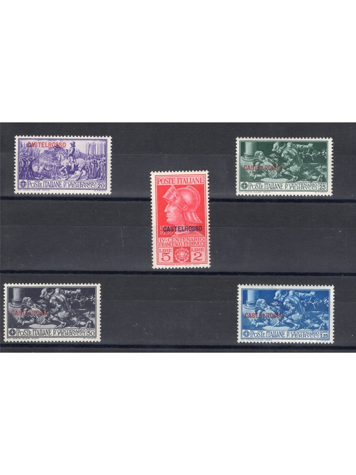 Castelrosso 1930 Ferrucci serie n° 25/29 Cert. CiBaFil Cat. € 450 (**)
