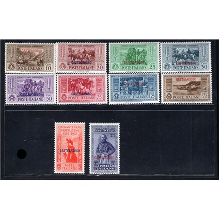 Castelrosso 1932 Garibaldi serie n° 30/39 Cert. CiBaFil Cat. € 1.000 (**)